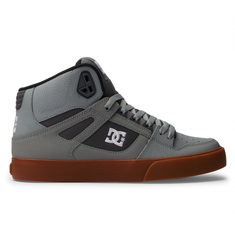 Basket DC Pure High-Top Shoes Grise Blanche Grise Homme | HAP-0710768