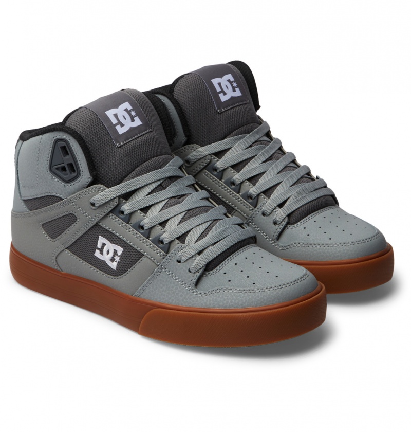 Basket DC Pure High-Top Shoes Grise Blanche Grise Homme | HAP-0710768