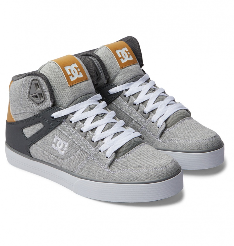 Basket DC Pure High-Top Shoes Grise Grise Blanche Homme | OMV-5727158