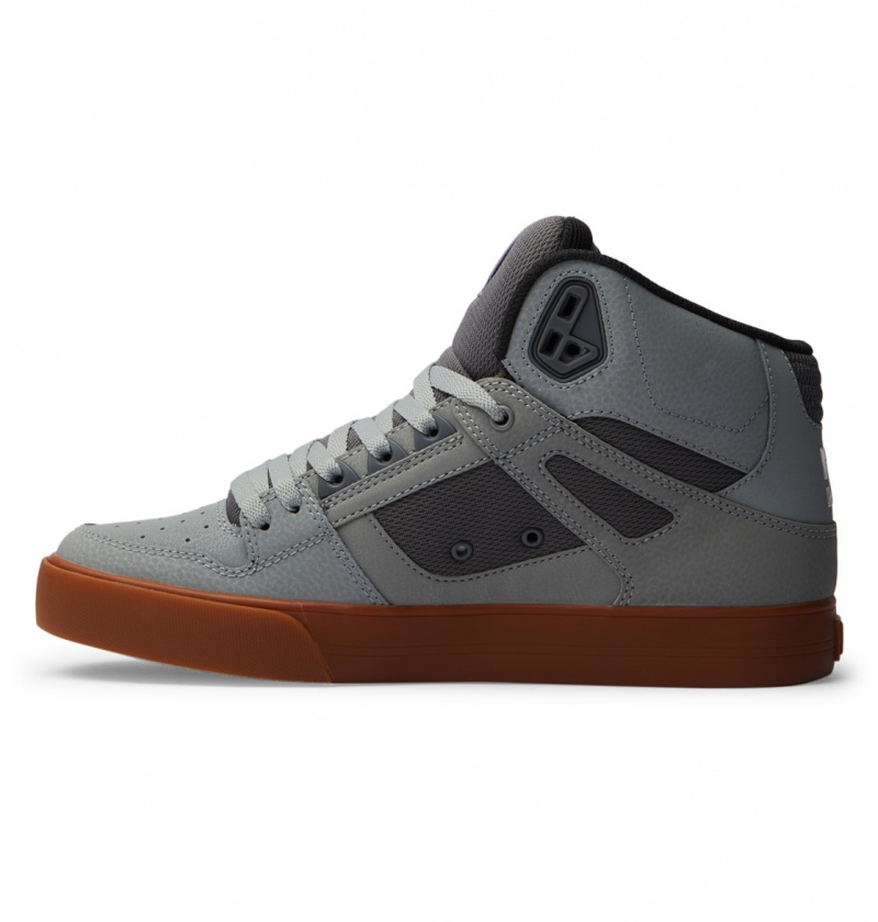 Basket DC Pure High-Top Shoes Grise Blanche Grise Homme | HAP-0710768