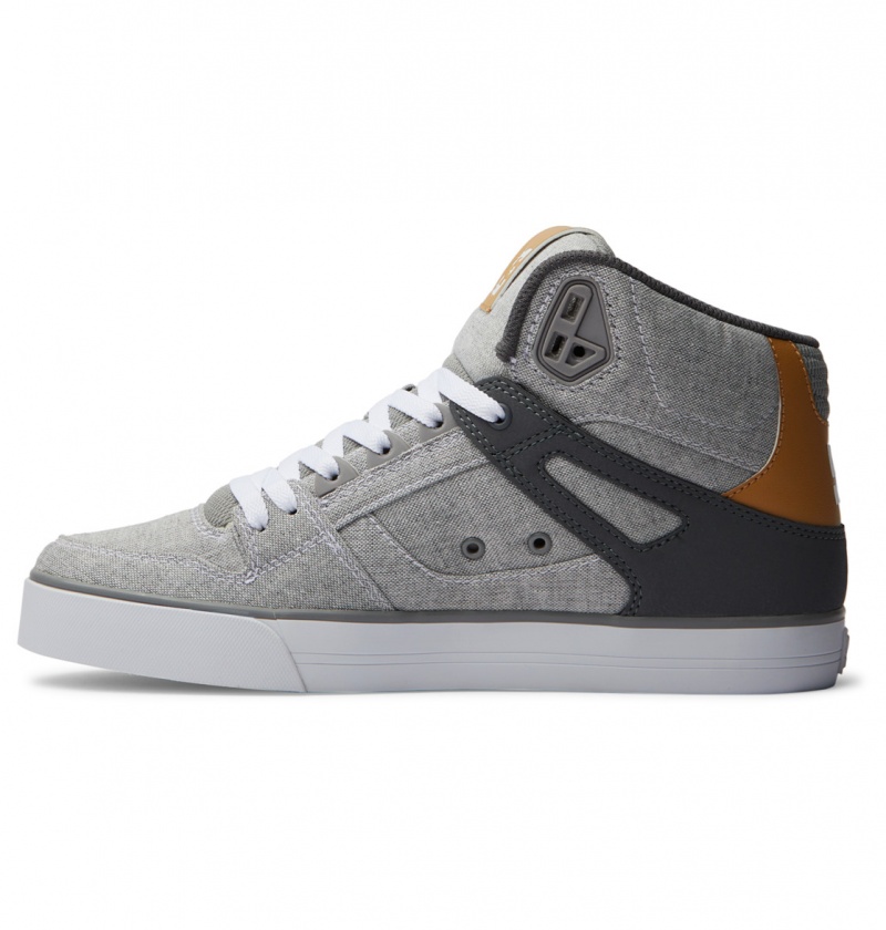 Basket DC Pure High-Top Shoes Grise Grise Blanche Homme | OMV-5727158