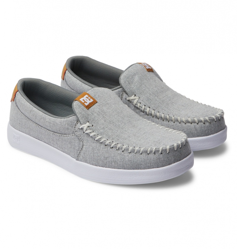 Basket DC Villain Slip-On Shoes Blanche Blanche Grise Homme | VUR-9663740