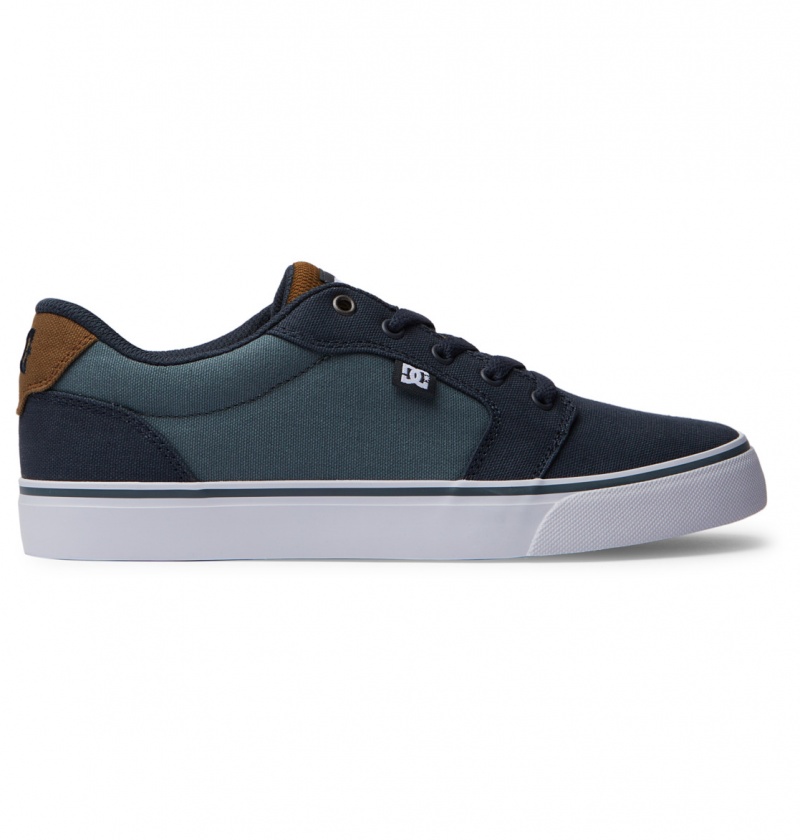 Basket DC Anvil Tela Shoes Bleu Marron Blanche Homme | MEP-4398479