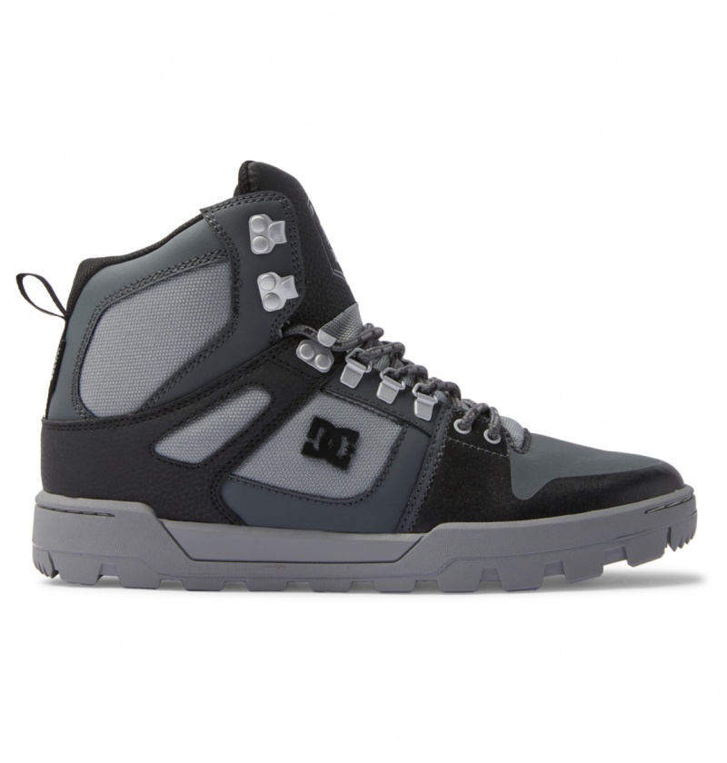 Botte Hiver DC Pure High-Top D'eau-Resistant Noir Grise Noir Homme | HHO-0787470