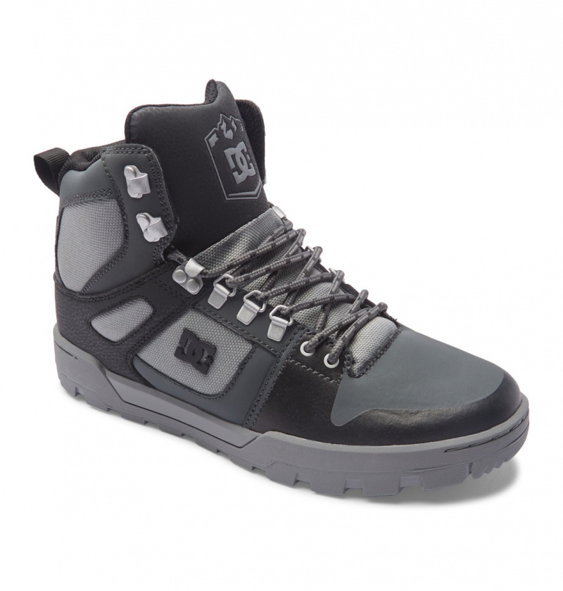 Botte Hiver DC Pure High-Top D'eau-Resistant Noir Grise Noir Homme | HHO-0787470