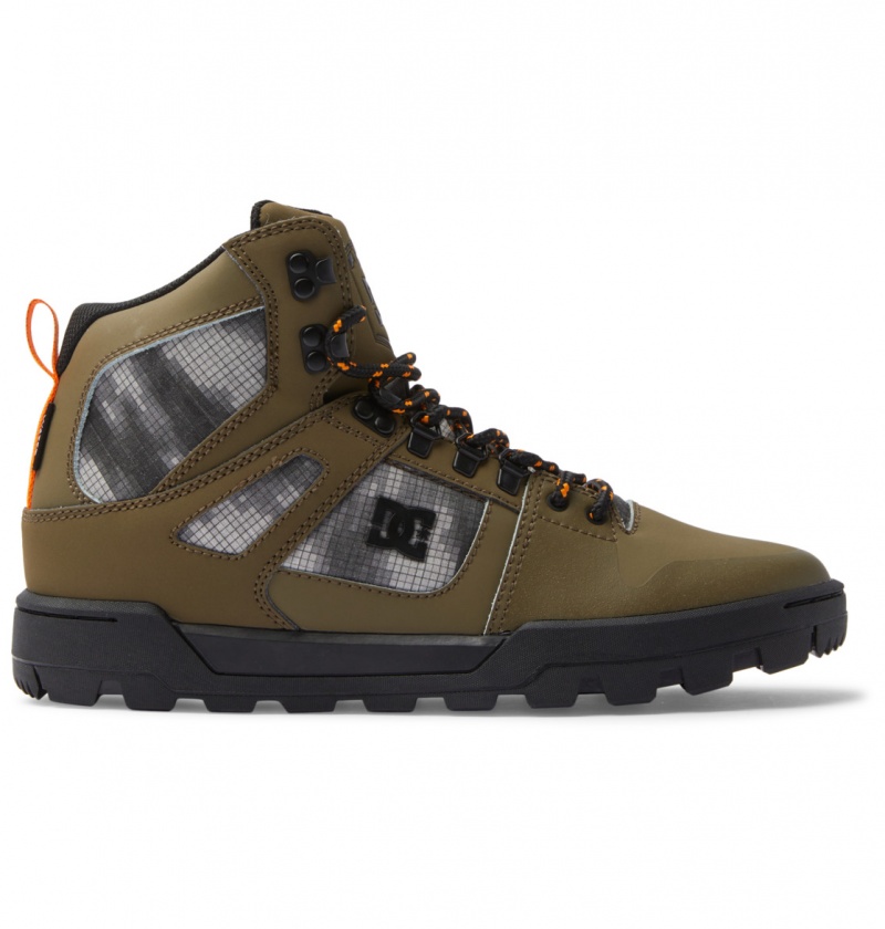 Botte Hiver DC Pure High-Top D'eau-Resistant Vert Olive Noir Homme | EIC-3456555