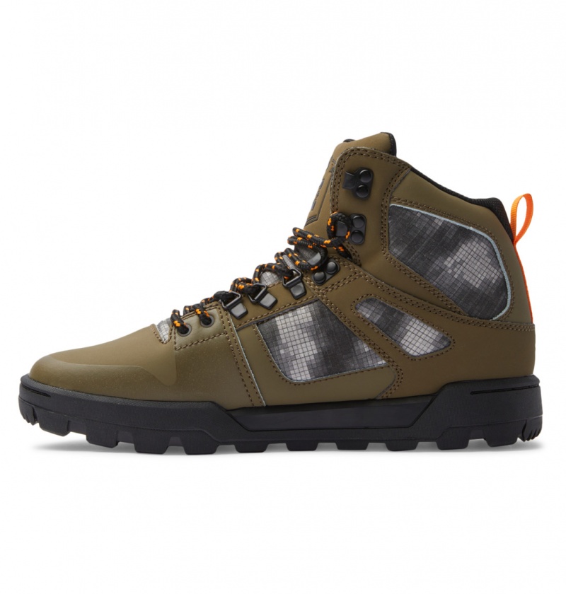 Botte Hiver DC Pure High-Top D'eau-Resistant Vert Olive Noir Homme | EIC-3456555