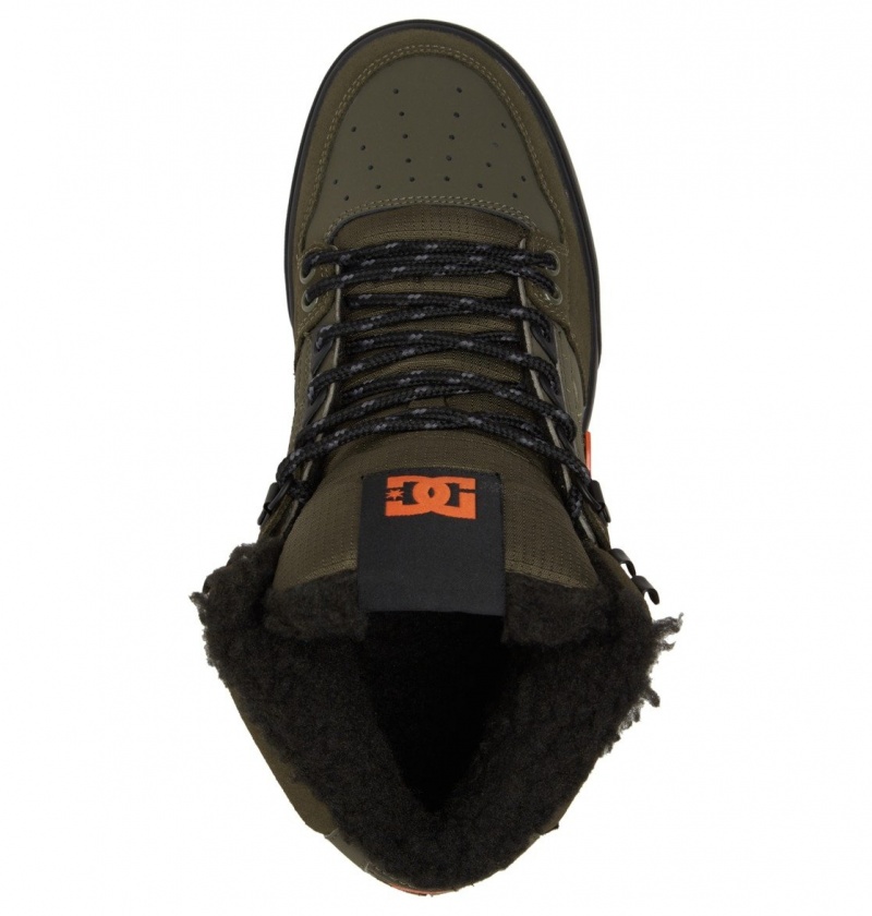 Basket DC Pure High-Top D'hiver Shoes Vert Olive Orange Homme | VZJ-3844434