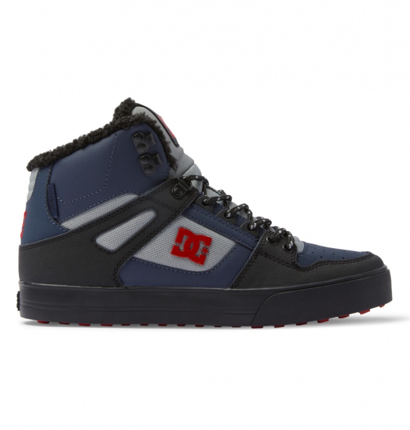 Basket DC Pure High-Top D'hiver Shoes Bleu Marine Noir Homme | WZX-1592201