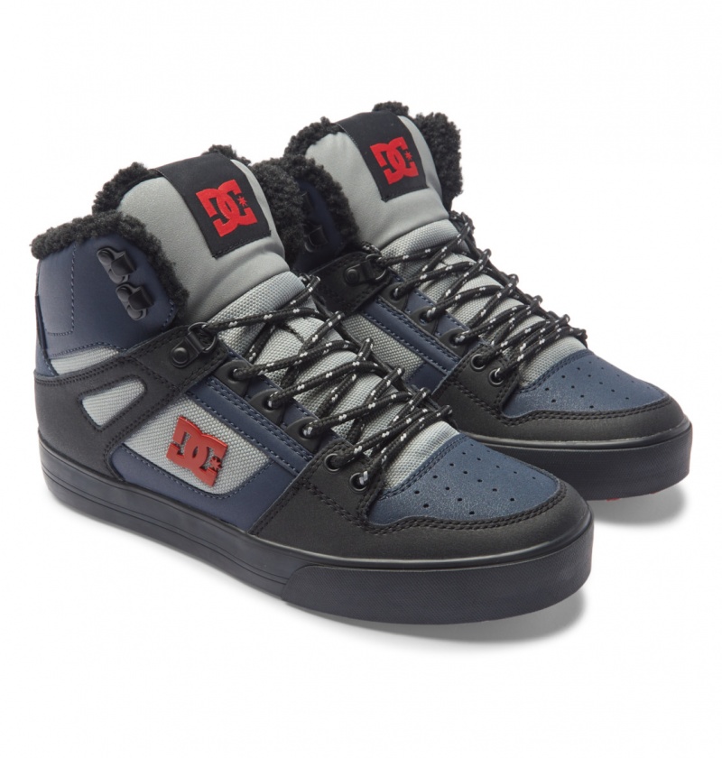 Basket DC Pure High-Top D'hiver Shoes Bleu Marine Noir Homme | WZX-1592201