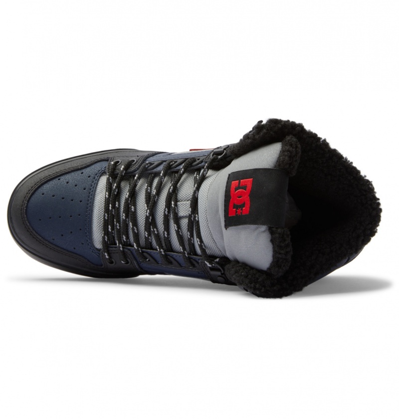 Basket DC Pure High-Top D'hiver Shoes Bleu Marine Noir Homme | WZX-1592201