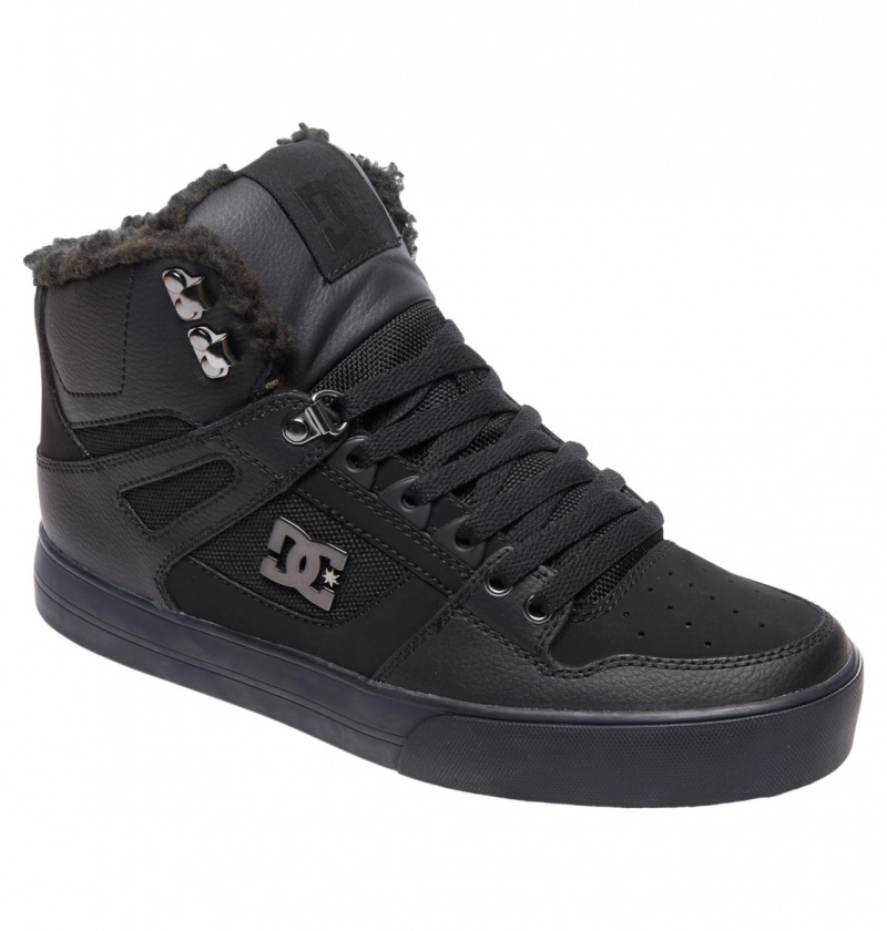 Basket DC Pure High-Top D'hiver Shoes Noir Noir Noir Homme | CQU-6482462