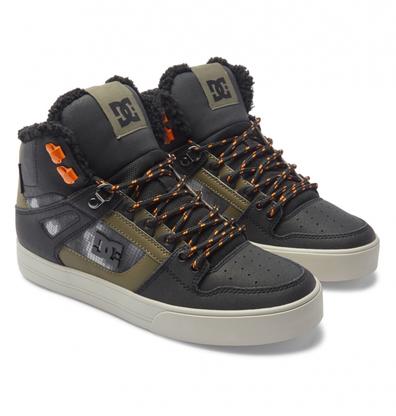 Basket DC Pure High-Top D'hiver Shoes Noir Vert Homme | HFH-3919830