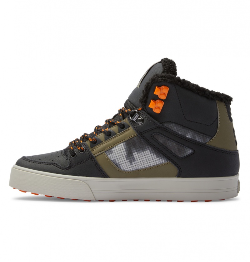 Basket DC Pure High-Top D'hiver Shoes Noir Vert Homme | HFH-3919830